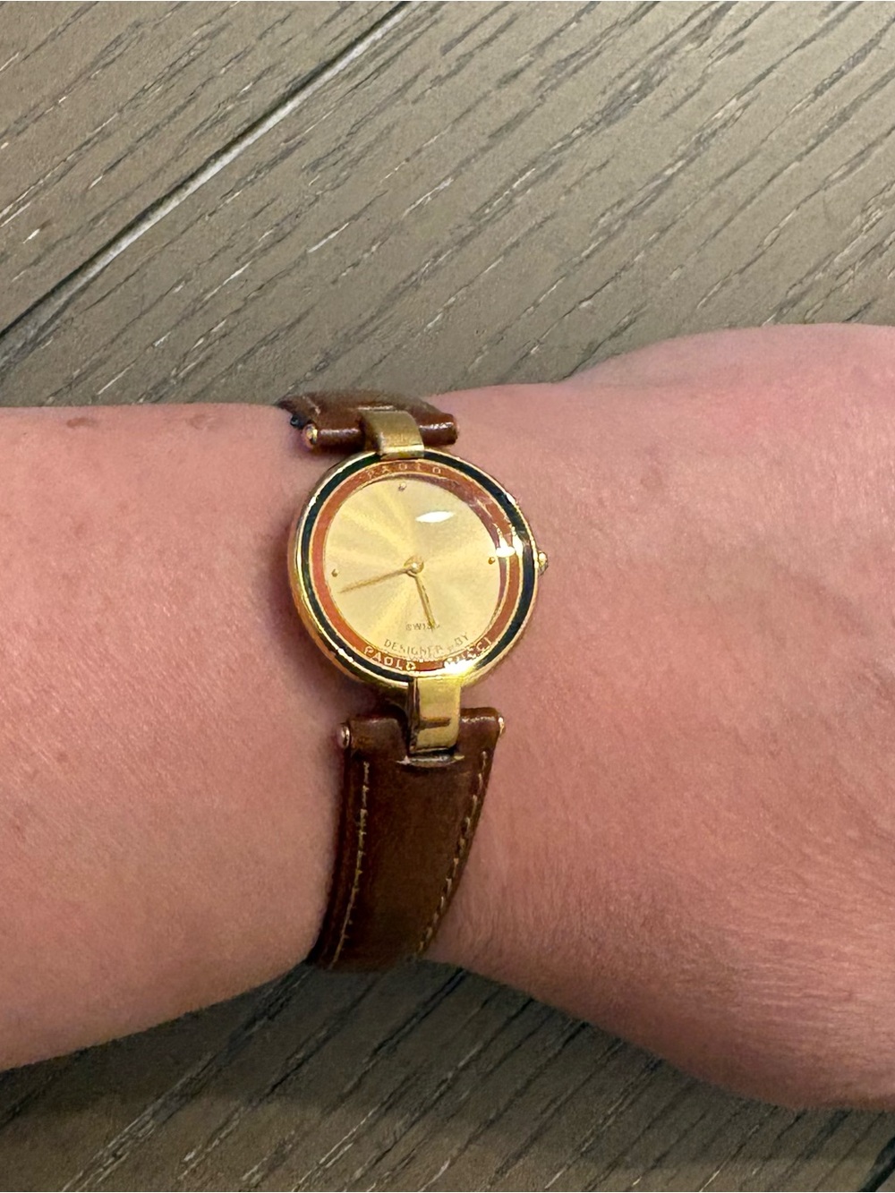 Paolo Gucci Vintage brown leather strap watch